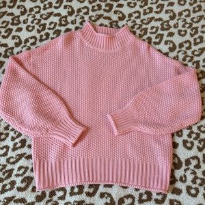 Pink oversized mock turtleneck sweater. Size S.